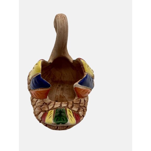 Handcrafted Ceramic Swan Miniature Planter Figurine With Multicolored Wings 4" - Picture 3 of 5